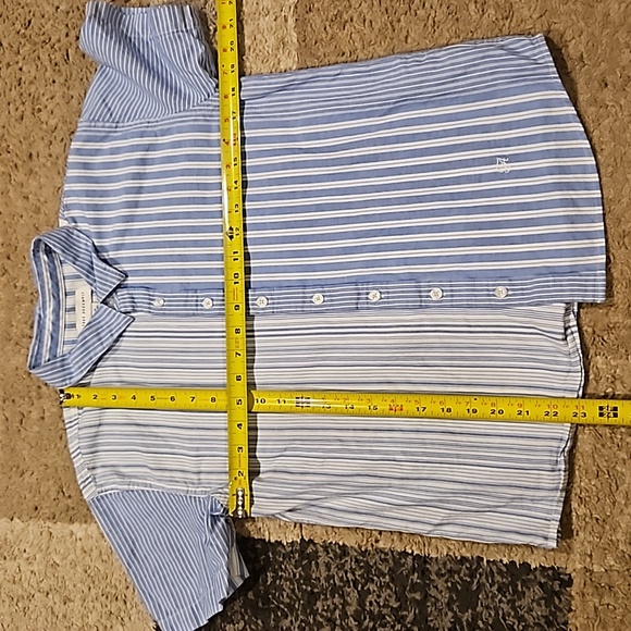 Free Assembly Boy's Button-up Short-sleeve Blue and White Shirt. Sz: XL (14/16) - Picture 8 of 9